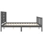 Double bed frame with gray solid wood headboard by vidaXL, Beds and slatted bases - Ref: Foro24-3192823, Price: 174,91 €, Dis...