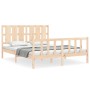 Estructura de cama con cabecero madera maciza 160x200 cm de vidaXL, Camas y somieres - Ref: Foro24-3192241, Precio: 151,69 €,...