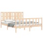 Estructura de cama con cabecero madera maciza 160x200 cm de vidaXL, Camas y somieres - Ref: Foro24-3192241, Precio: 151,69 €,...