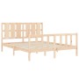 Estructura de cama con cabecero madera maciza 160x200 cm de vidaXL, Camas y somieres - Ref: Foro24-3192241, Precio: 151,69 €,...