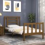 Honey brown solid wood bed frame and headboard 100x200 cm by vidaXL, Beds and slatted bases - Ref: Foro24-3192874, Price: 109...