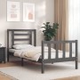 Gray solid wood bed frame with headboard 100x200 cm by vidaXL, Beds and slatted bases - Ref: Foro24-3192873, Price: 113,09 €,...