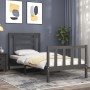 Gray solid wood bed frame with headboard 100x200 cm by vidaXL, Beds and slatted bases - Ref: Foro24-3192873, Price: 113,09 €,...