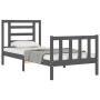 Gray solid wood bed frame with headboard 100x200 cm by vidaXL, Beds and slatted bases - Ref: Foro24-3192873, Price: 113,09 €,...