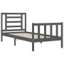 Gray solid wood bed frame with headboard 100x200 cm by vidaXL, Beds and slatted bases - Ref: Foro24-3192873, Price: 113,09 €,...