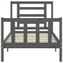 Gray solid wood bed frame with headboard 100x200 cm by vidaXL, Beds and slatted bases - Ref: Foro24-3192873, Price: 113,09 €,...