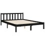 Bed frame with black solid wood headboard 140x200 cm by vidaXL, Beds and slatted bases - Ref: Foro24-3192430, Price: 199,19 €...