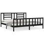 Bed frame with black solid wood headboard 200x200 cm by vidaXL, Beds and slatted bases - Ref: Foro24-3192905, Price: 200,09 €...