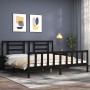 Bed frame with black solid wood headboard 200x200 cm by vidaXL, Beds and slatted bases - Ref: Foro24-3192905, Price: 200,09 €...