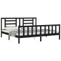 Bed frame with black solid wood headboard 200x200 cm by vidaXL, Beds and slatted bases - Ref: Foro24-3192905, Price: 200,09 €...