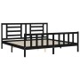 Bed frame with black solid wood headboard 200x200 cm by vidaXL, Beds and slatted bases - Ref: Foro24-3192905, Price: 200,09 €...