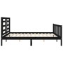 Bed frame with black solid wood headboard 200x200 cm by vidaXL, Beds and slatted bases - Ref: Foro24-3192905, Price: 200,09 €...