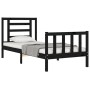 Bed frame with black solid wood headboard 100x200 cm by vidaXL, Beds and slatted bases - Ref: Foro24-3192875, Price: 131,14 €...