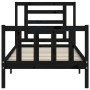 Bed frame with black solid wood headboard 100x200 cm by vidaXL, Beds and slatted bases - Ref: Foro24-3192875, Price: 131,14 €...