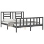 Estructura de cama con cabecero madera maciza gris 160x200 cm de vidaXL, Camas y somieres - Ref: Foro24-3192893, Precio: 153,...