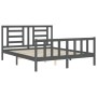 Gray solid wood bed frame with headboard 160x200 cm by vidaXL, Beds and slatted bases - Ref: Foro24-3192893, Price: 153,99 €,...