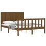 Estructura cama cabecero madera maciza marrón miel 120x200 cm de vidaXL, Camas y somieres - Ref: Foro24-3192619, Precio: 141,...