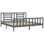 Gray solid wood bed frame with headboard 200x200 cm by vidaXL, Beds and slatted bases - Ref: Foro24-3192903, Price: 165,75 €,...