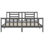 Gray solid wood bed frame with headboard 200x200 cm by vidaXL, Beds and slatted bases - Ref: Foro24-3192903, Price: 165,75 €,...