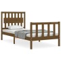 Estructura de cama con cabecero madera maciza marrón miel de vidaXL, Camas y somieres - Ref: Foro24-3192394, Precio: 142,99 €...