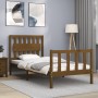 Estructura de cama con cabecero madera maciza marrón miel de vidaXL, Camas y somieres - Ref: Foro24-3192394, Precio: 142,99 €...