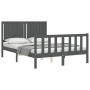 Estructura de cama con cabecero madera maciza gris 140x190 cm de vidaXL, Camas y somieres - Ref: Foro24-3192928, Precio: 154,...