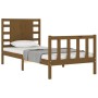 Estructura de cama con cabecero madera maciza marrón miel de vidaXL, Camas y somieres - Ref: Foro24-3192809, Precio: 122,39 €...