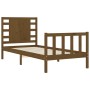 Honey brown solid wood bed frame with headboard by vidaXL, Beds and slatted bases - Ref: Foro24-3192809, Price: 122,99 €, Dis...