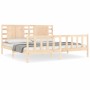 Double bed frame with solid wood headboard by vidaXL, Beds and slatted bases - Ref: Foro24-3192831, Price: 152,59 €, Discount: %