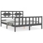 Estructura de cama con cabecero madera maciza gris 160x200 cm de vidaXL, Camas y somieres - Ref: Foro24-3192568, Precio: 165,...