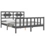 Estructura de cama con cabecero madera maciza gris 160x200 cm de vidaXL, Camas y somieres - Ref: Foro24-3192568, Precio: 165,...