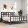 Estructura de cama con cabecero madera maciza gris 160x200 cm de vidaXL, Camas y somieres - Ref: Foro24-3192568, Precio: 165,...