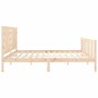 Double bed frame with solid wood headboard by vidaXL, Beds and slatted bases - Ref: Foro24-3192831, Price: 152,59 €, Discount: %