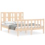 Double bed frame with solid wood headboard by vidaXL, Beds and slatted bases - Ref: Foro24-3192201, Price: 118,23 €, Discount: %