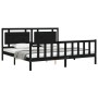 Bed frame with black solid wood headboard 200x200 cm by vidaXL, Beds and slatted bases - Ref: Foro24-3192190, Price: 212,95 €...