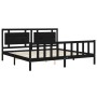 Bed frame with black solid wood headboard 200x200 cm by vidaXL, Beds and slatted bases - Ref: Foro24-3192190, Price: 212,95 €...