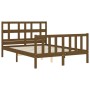 Estructura cama y cabecero madera maciza marrón miel 140x200 cm de vidaXL, Camas y somieres - Ref: Foro24-3193014, Precio: 16...