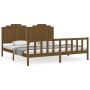 Estructura cama y cabecero madera maciza marrón miel 200x200 cm de vidaXL, Camas y somieres - Ref: Foro24-3192319, Precio: 19...