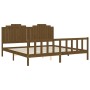 Estructura cama y cabecero madera maciza marrón miel 200x200 cm de vidaXL, Camas y somieres - Ref: Foro24-3192319, Precio: 19...