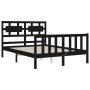 Bed frame with black solid wood headboard 140x190 cm by vidaXL, Beds and slatted bases - Ref: Foro24-3192540, Price: 174,36 €...