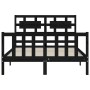 Bed frame with black solid wood headboard 140x190 cm by vidaXL, Beds and slatted bases - Ref: Foro24-3192540, Price: 174,36 €...