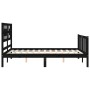 Bed frame with black solid wood headboard 140x190 cm by vidaXL, Beds and slatted bases - Ref: Foro24-3192540, Price: 174,36 €...