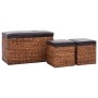 Brown and Black Seagrass Bench with 2 Ottomans by vidaXL, Benches for halls and storage - Ref: Foro24-246106, Price: 169,36 €...