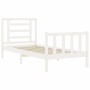 White solid wood bed frame with headboard 90x200 cm by vidaXL, Beds and slatted bases - Ref: Foro24-3192867, Price: 100,37 €,...