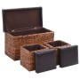 Brown and Black Seagrass Bench with 2 Ottomans by vidaXL, Benches for halls and storage - Ref: Foro24-246106, Price: 169,36 €...