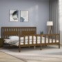 Honey brown solid wood bed frame and headboard 200x200 cm by vidaXL, Beds and slatted bases - Ref: Foro24-3192449, Price: 179...