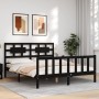 Bed frame with black solid wood headboard 160x200 cm by vidaXL, Beds and slatted bases - Ref: Foro24-3192570, Price: 184,48 €...