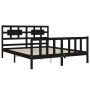 Bed frame with black solid wood headboard 160x200 cm by vidaXL, Beds and slatted bases - Ref: Foro24-3192570, Price: 184,48 €...