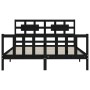 Bed frame with black solid wood headboard 160x200 cm by vidaXL, Beds and slatted bases - Ref: Foro24-3192570, Price: 184,48 €...