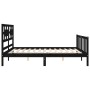 Bed frame with black solid wood headboard 160x200 cm by vidaXL, Beds and slatted bases - Ref: Foro24-3192570, Price: 184,48 €...